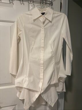 Perle Classic White Button-Down Tunic Shirt - Women